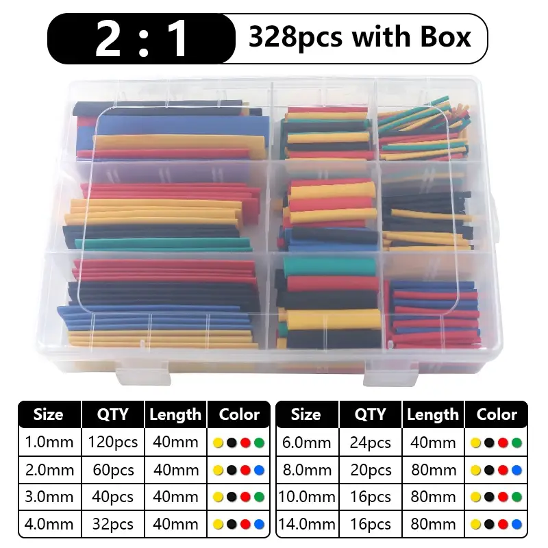 102-750pcs 2:1 Thermoresistant Tube Heat Shrink Wrapping Kit Assorted Wire Cable Insulation Sleeving 3:1 Heat Shrink Tube Set - Image 13