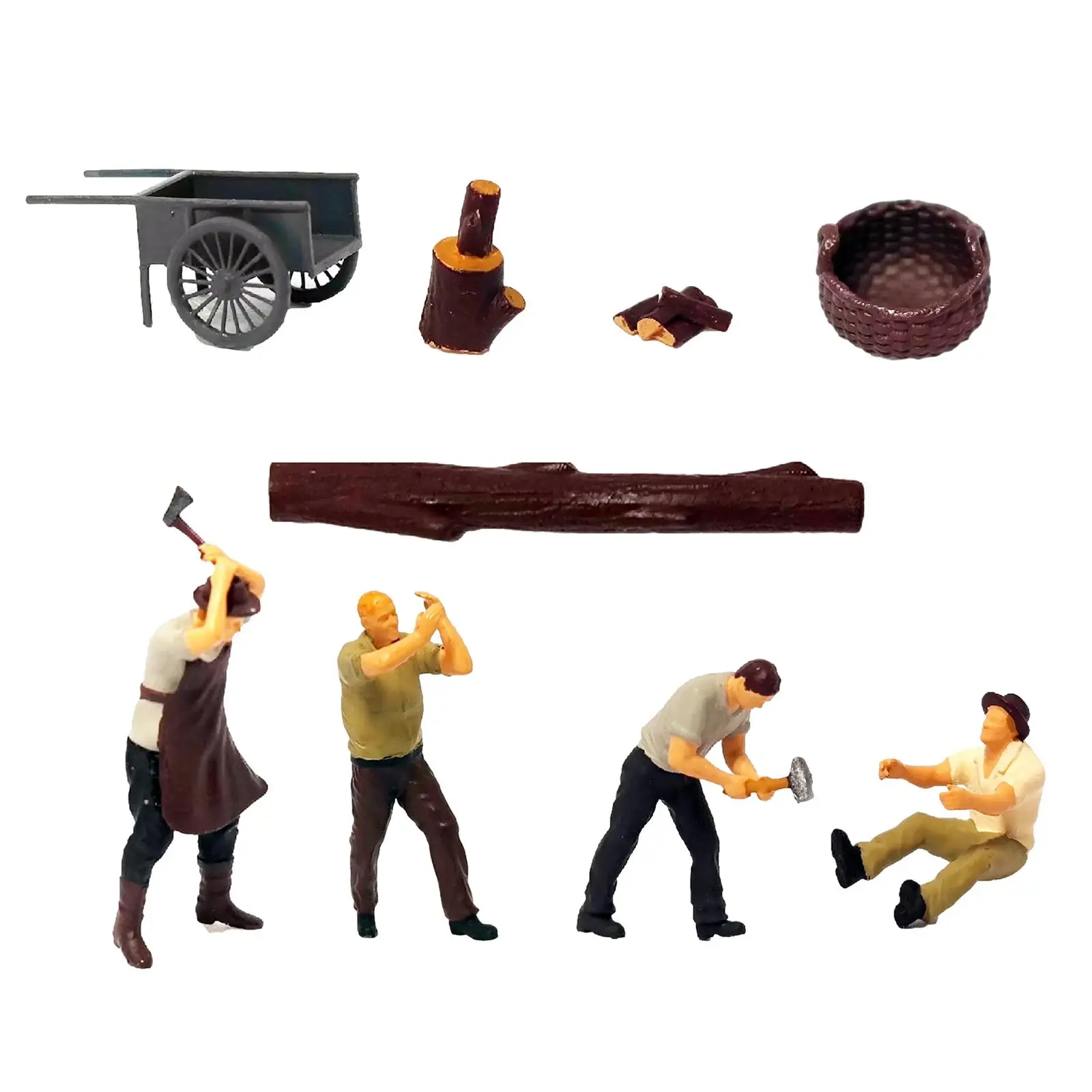 

4x Miniature Lumberjacks Figures with Accessories Doll for Kids Adults Toy