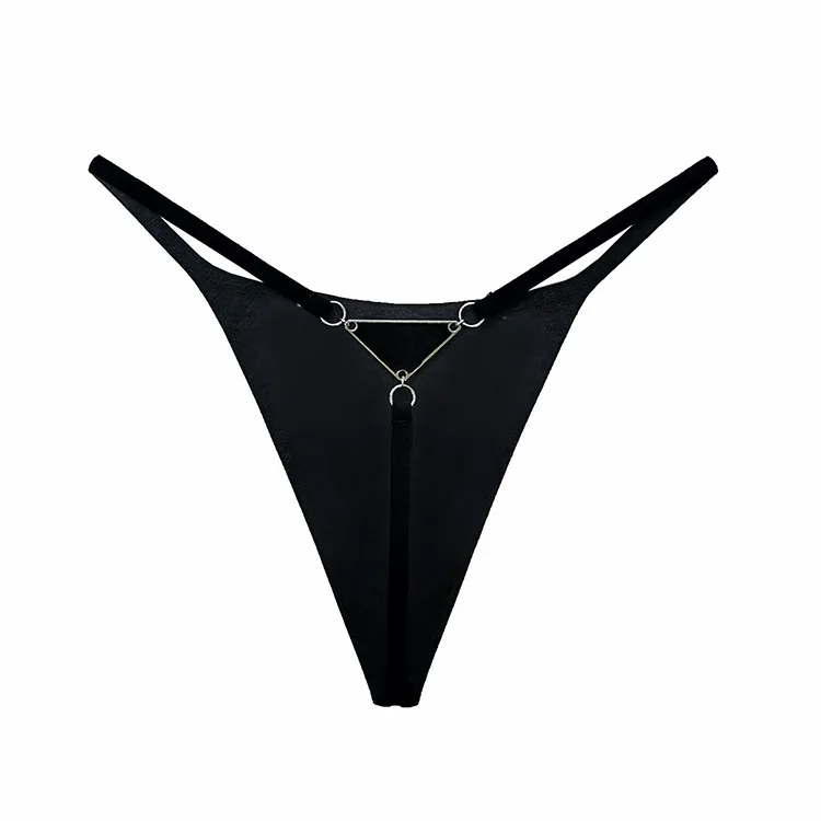 Metal Chain Sexy Panties Erotic Underwear Women Low Waist Thin Strap Thongs Lace Transparent Lingerie Sexiest Ladies G-string