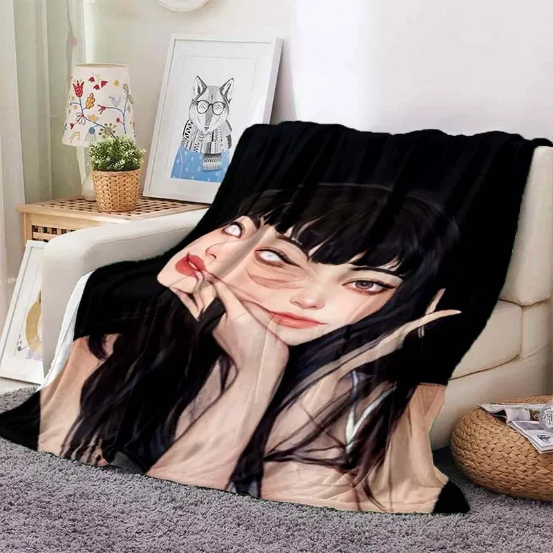 Junji Ito Tomie 가와카미 유령 부드러운 봉제 담요, 플란넬 담요, 거실 침실 침대 소파 피크닉 커버 3D Best5 Junji Ito Tomie 가와카미 유령 부드러운 봉제 담요, 플란넬 담요, 거실 침실 침대 소파 피크닉 커버 3D Best5
