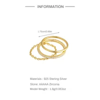CANNER 3PCS Minimalism 925 Sterling Silver Smooth Rings For Women Ins Chain Sophisticated Rings Fine Jewelry Party Gift 2