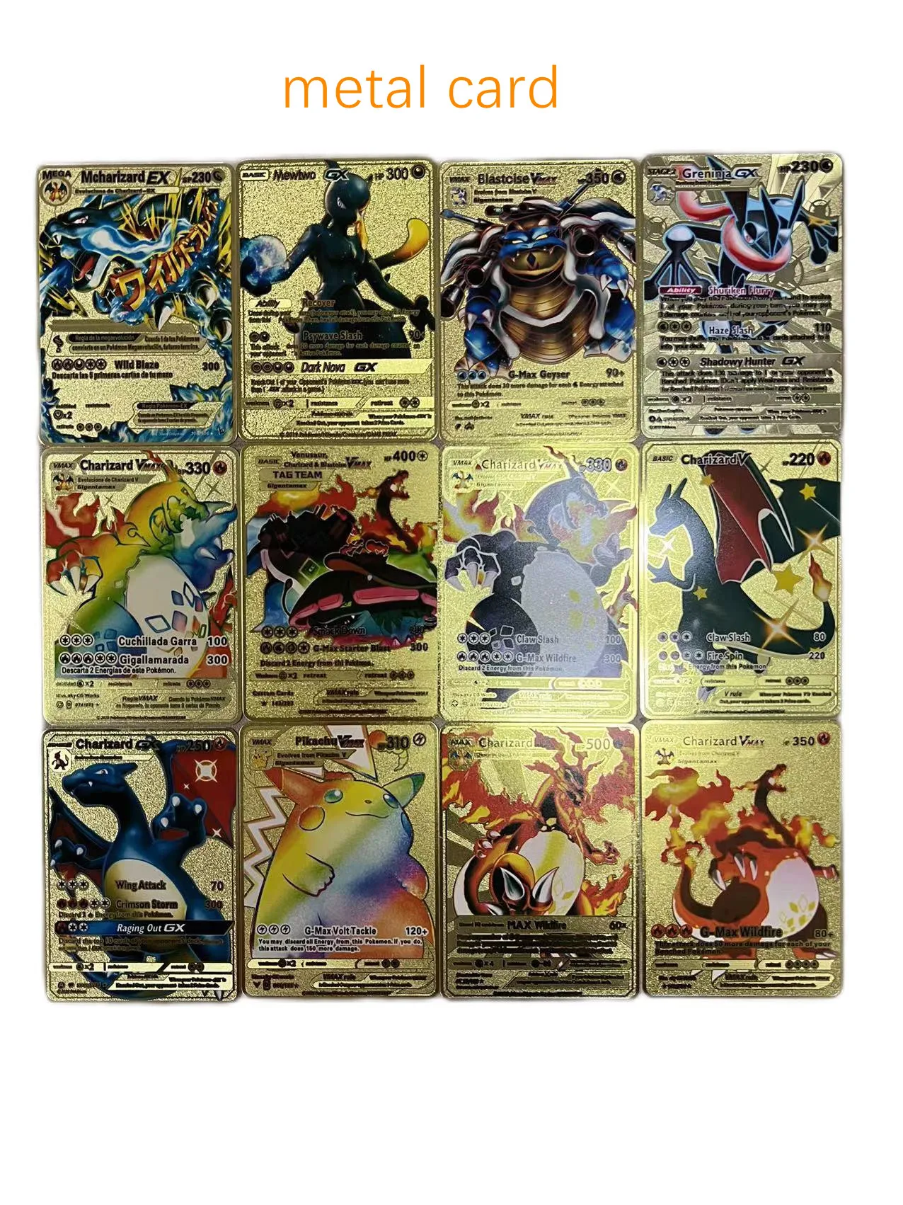 55 Pieces Of Metal Gold Card Charizard Vmax Gx Energy Card Charizard  Pikachu Rare Collection Battle Trainer Card Child - Realistic Reborn Dolls  for Sale