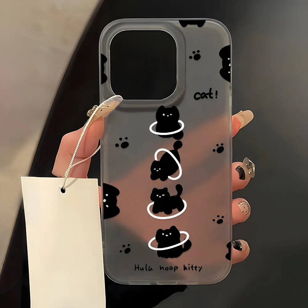 Adorable Black Cat Soft Matte Silicone Phone Case Cover