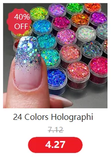 24 Farben Holographischer Chunky Glitter, 24 Farben Laser-Nagelglitter-Flocken, Chunky Holographischer Laser-Nagelglitter – Detail 3