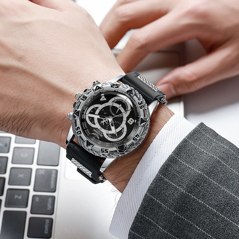 New Men's Watch Fashion Silicone Sports Casual Quartz Watch as a Birthday Gift for Boyfriend