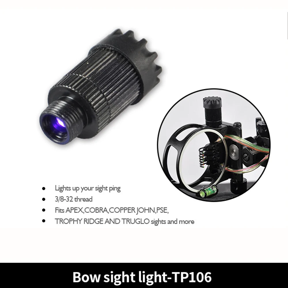 

Toppoint TP106 TP101 Aluminum Bow Sight Device Purple Light Adjustable LED Fit 3/8"-32 Thread for Compound Bow Archery Hunting