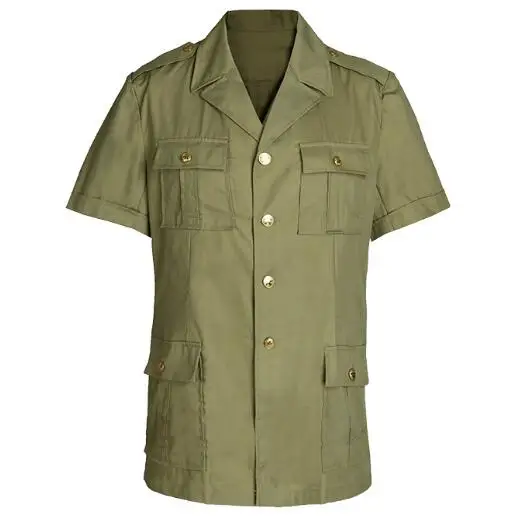Chinese 80s Shirt Summer Blouse Vintage Men Officer Work Tops