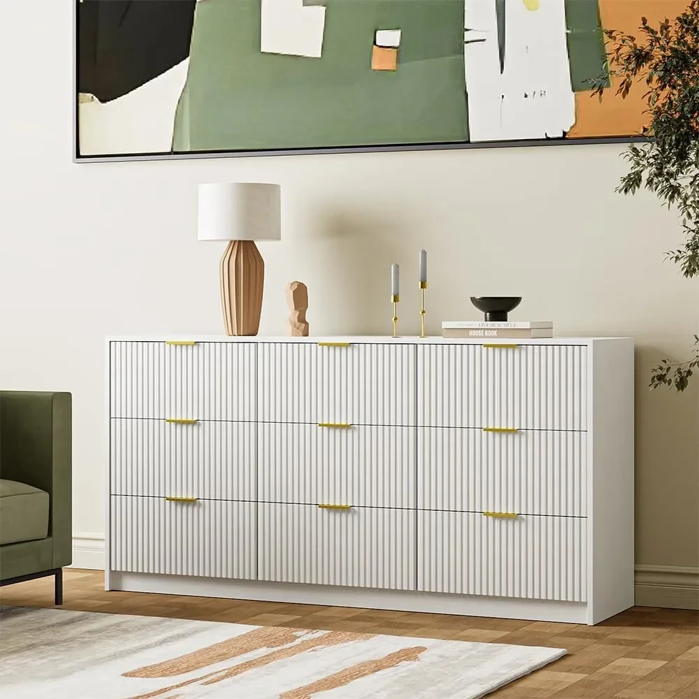 Dresser for Bedroom,Double Dresser, Modern Chest of Drawers for Bedroom, Living Room, Entryway and Closet, 4