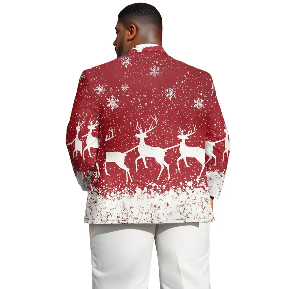 HOO Men's Long Sleeve 3D Digital Printing Casual, Versatile blazer