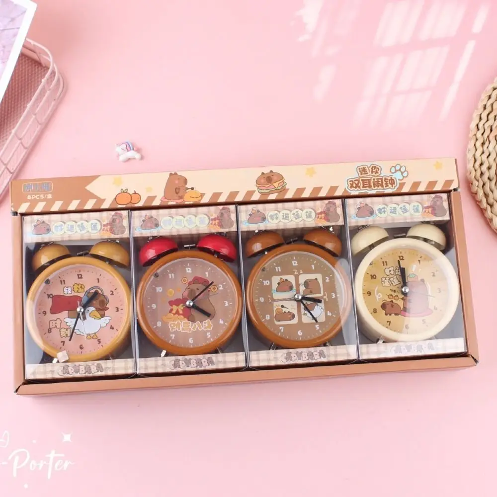 Cute Capybara Children Alarm Clock Double Bell Home Decoration Clock Mechanical Alarm Desk Digital Clock Table Clock