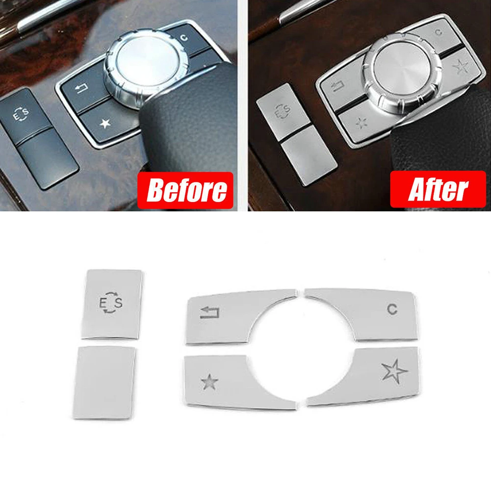 

6Pcs Car Center Console Multimedia Button Cover For Mercedes-Benz E Class W212 10-15 Interior Auto Accessories Car Stickers