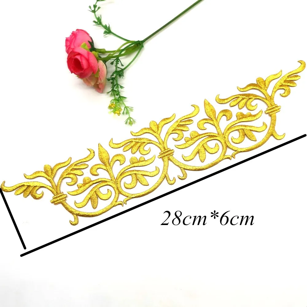 1 Stück Aufnäher zum Aufbügeln für Cosplay, DIY-Kleidung, goldfarbene Stickerei-Applikationen, Verzierungen, Kleidungsstücke, Accessoires – Detail 8