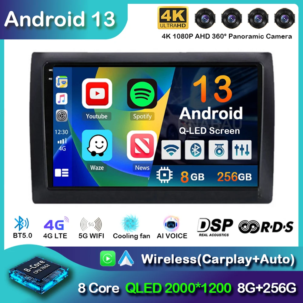 

Автомагнитола CarPlay на Android 13 для Fiat Stilo 2001-2010, мультимедийный видеоплеер с GPS-навигацией, 4G + Wi-Fi, головное устройство со стереозвуком