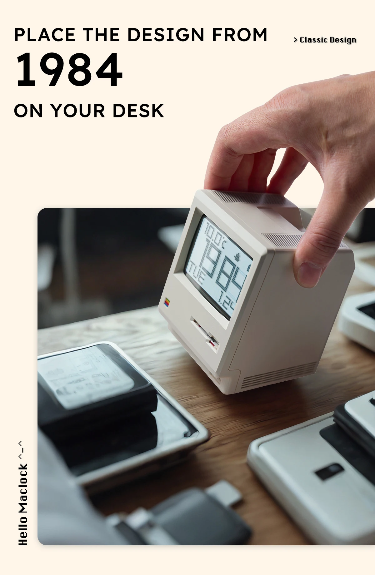 RayCue Maclock Retro Pixel Alarm Clock