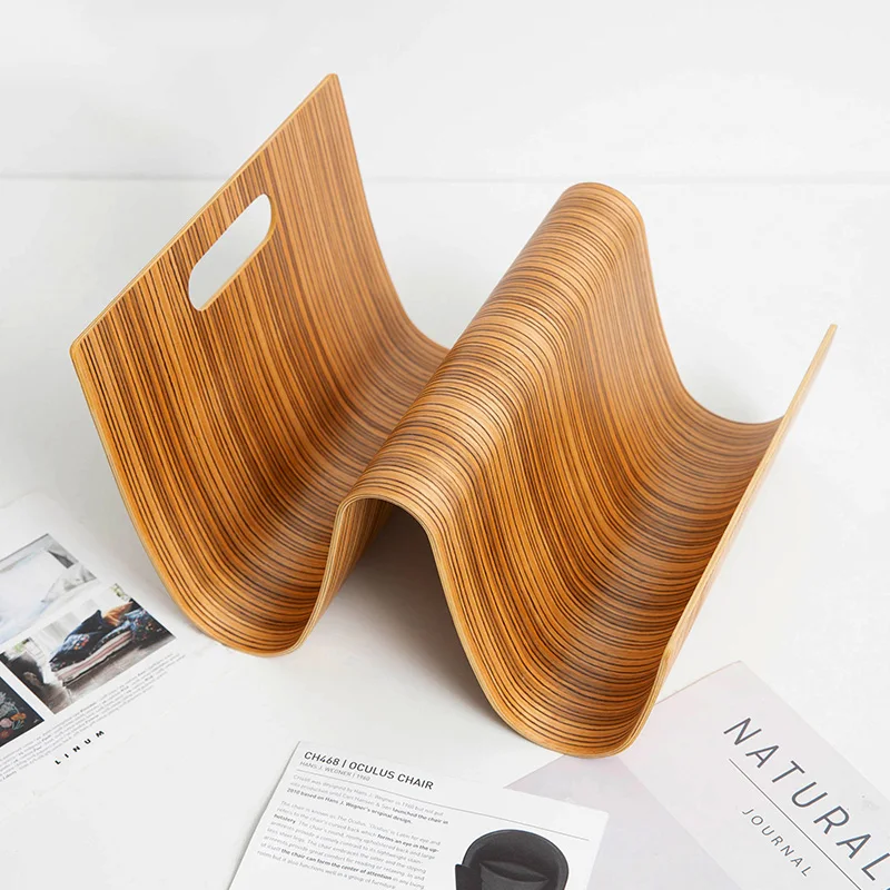 Simple Office Wooden Document Storage Rack Creative Desktop Magazine Racks Home Shelf Finishing Newspaper Display