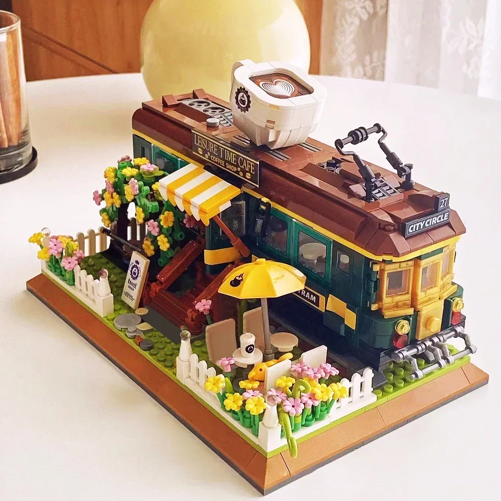 

DZ6002 креативный Moc поезд, кофейный дом, искусственный мини-кирпич, уличный вид, модульная модель дома, строительные блоки, детские игрушки, 1081 шт.