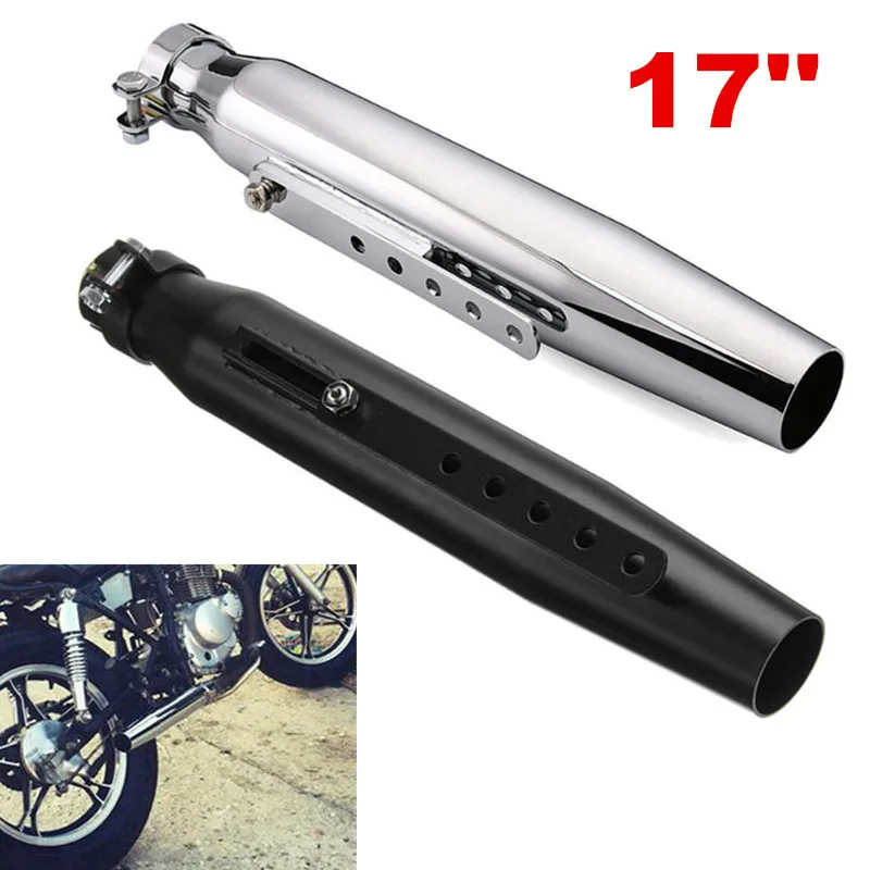 

17'' Motorcycle Tube Exhause Silencer Exhaust Muffler Pipe Tip Retro Vintage Rear Pipe For Suzuki Bobbers Cafe Racer Universal