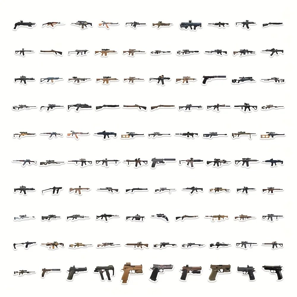 다양한 국가의 총기 및 무기 스티커 100개 - 소총, 저격총, AWM, AK47, M4 총기 참고 사진 c