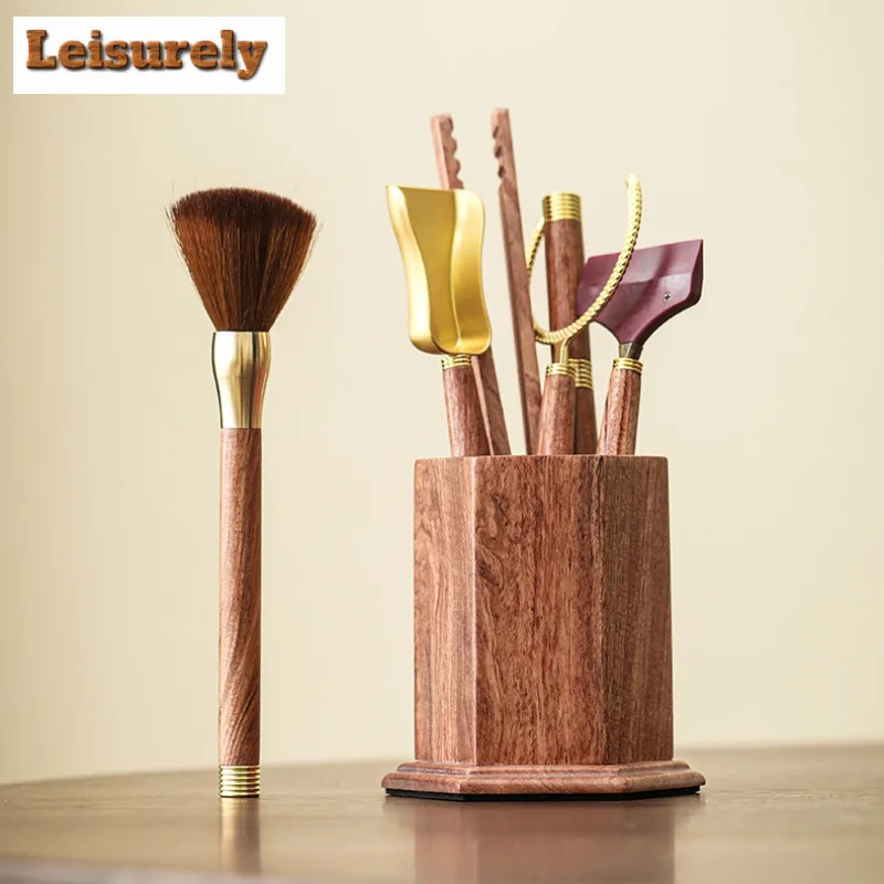 Chinese Rosewood Tea Ceremony Six Gentlemen Boutique Tea Pen Tea Knife Spoon Tube Make Tool Sets Tea Tool Set Teaware Utensils