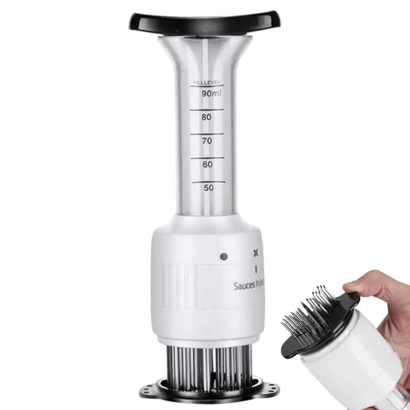 

2 In 1 Stainless Steel Sauces Injection Meat Tenderizer Pine Handle Kitchen Tools Needles Cooking Tools Stainless Steel Steak