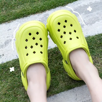 Women's EVA Clog Shoes Summer Thick Bottom Heightening Beach Sandals Slip-On PVC Upgraded Fashionable Hole Design Footwear 1