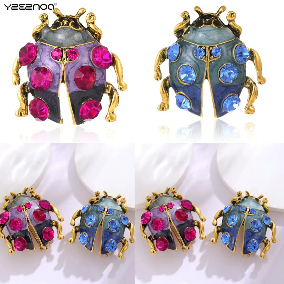 

Retro Euro-American Seven Star Ladybug Brooch Alloy Color Beetle Corsage Suit Jacket Accessories Pin