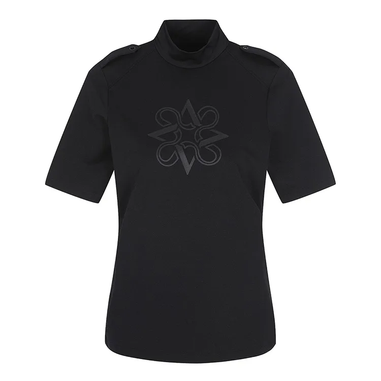 ST ANDREWS 2024 New women Golf Clothing Half Turtleneck Print Versatile Short Sleeve T-Shirt traf bershka Polo shirts women 2