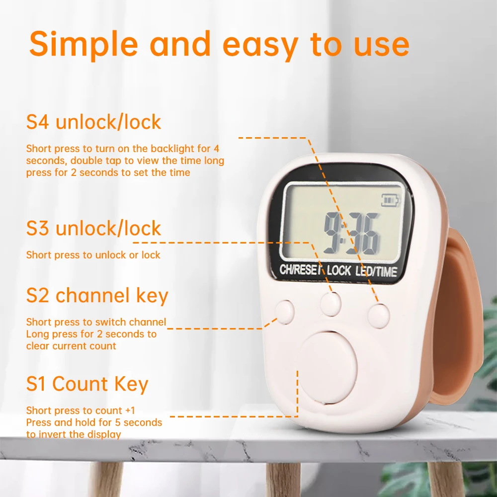 Description Picture 3 of item7 Channel Counters Plastic Shell Hand Finger Display Manual Counting Tally Clicker Color Shell Timer Soccer Golf Counter