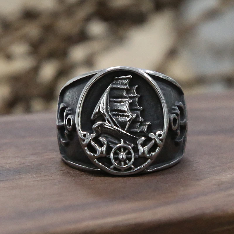 Anillo vikingo nórdico de pirata Vintage para hombre mujer, anillo de acero inoxidable con brújula, sello, joyería gótica Punk para motorista|Anillos| AliExpress