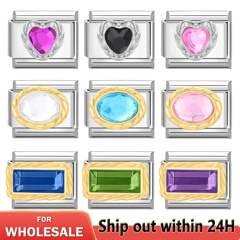 

2024 New Original Daisy Retro Gold Color Ellipse Links Charm Fit 9mm Stainless Steel Bracelet Jewelry DIY Making