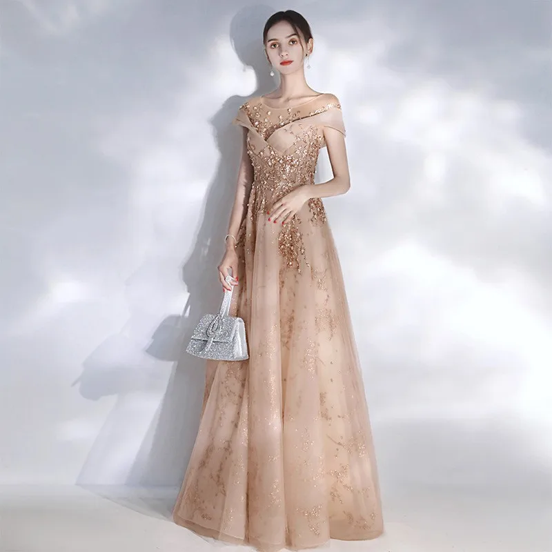 

Beauty-Emily Exquisite Women Long Evening Dresses Luxury Sequins Appliques Princess Party Gowns Formal Elegant Maxi Dress 2023