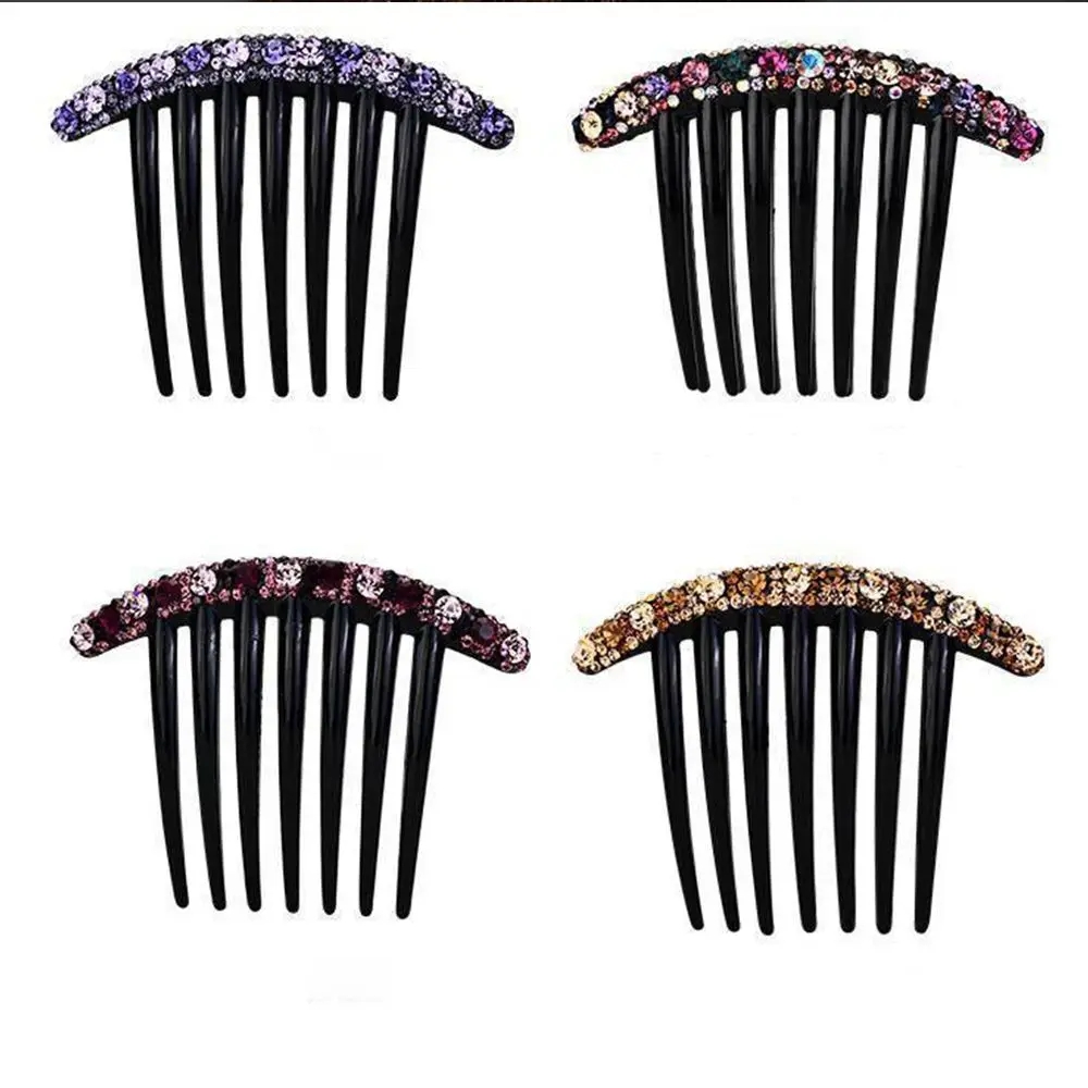 Design Grace Colorful Women All-match Acrylic Korean Style Headwear Seven-tooth Comb Hair Accessories Rhinestone Hair Comb