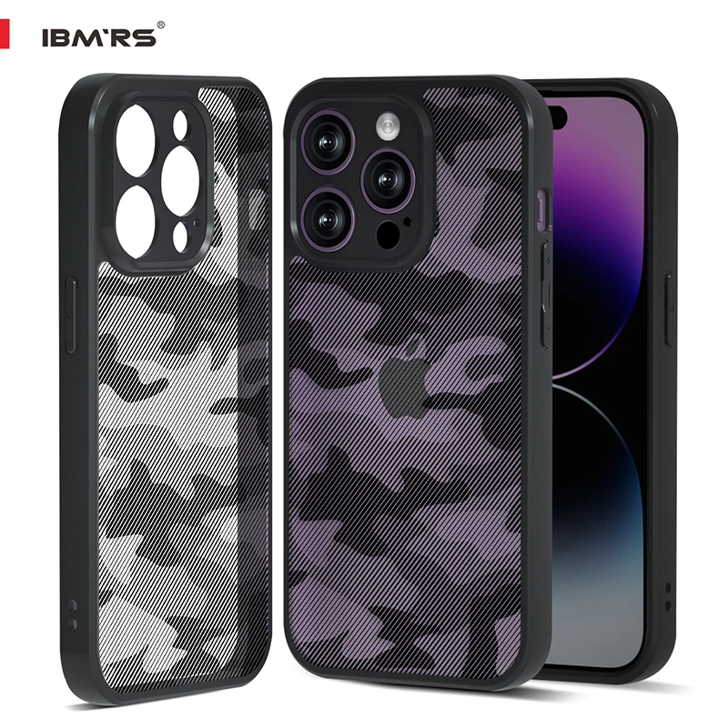 

IBMRS for Apple iPhone 14 pro Case 6.1 Inches Soft TPU Frame Transparent Hard camo PC Back Hybrid Cover