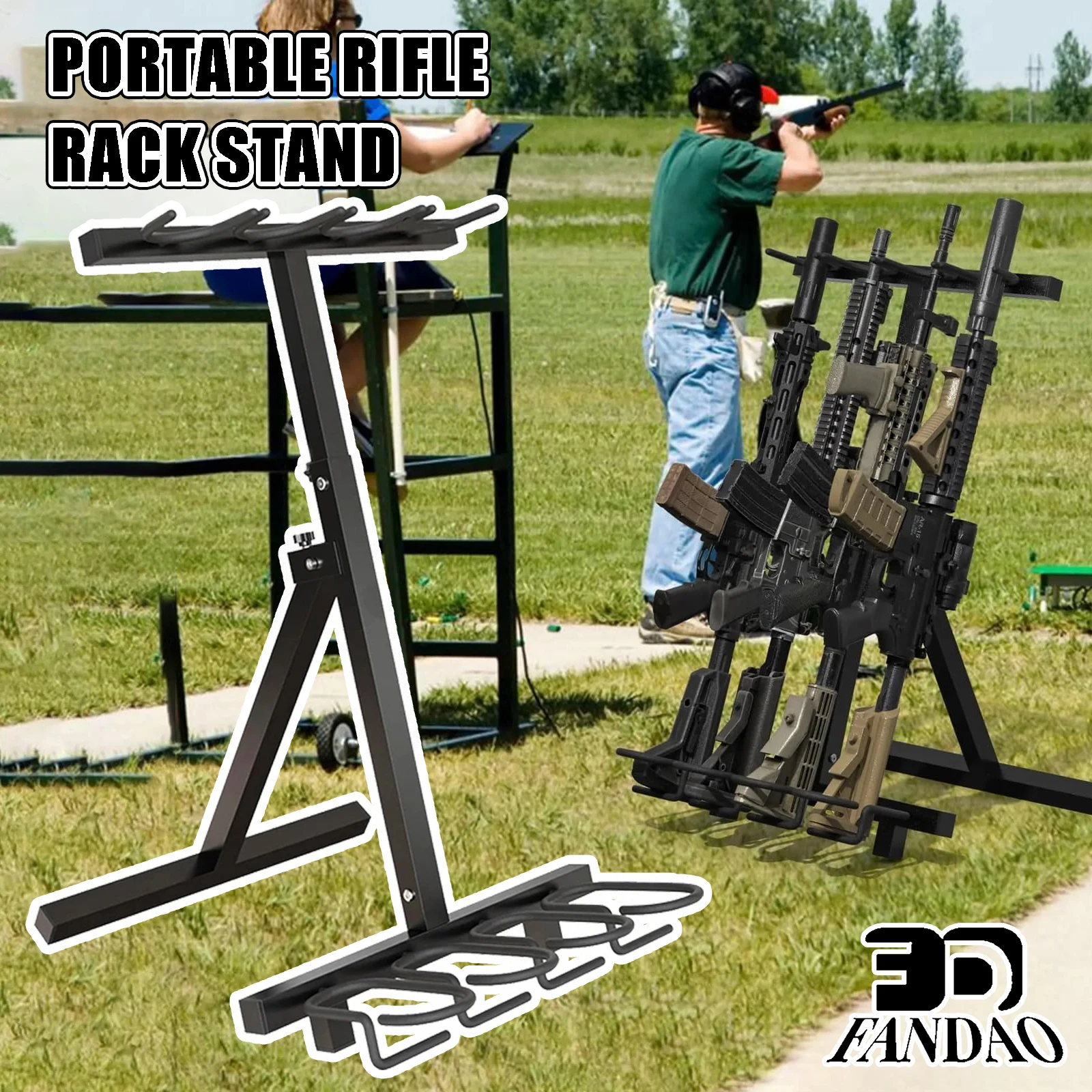 Stojak na broń przenośny, wytrzymały stojak na karabiny, składany stojak na broń do użytku na zewnątrz, na polowania i do strzelnic.