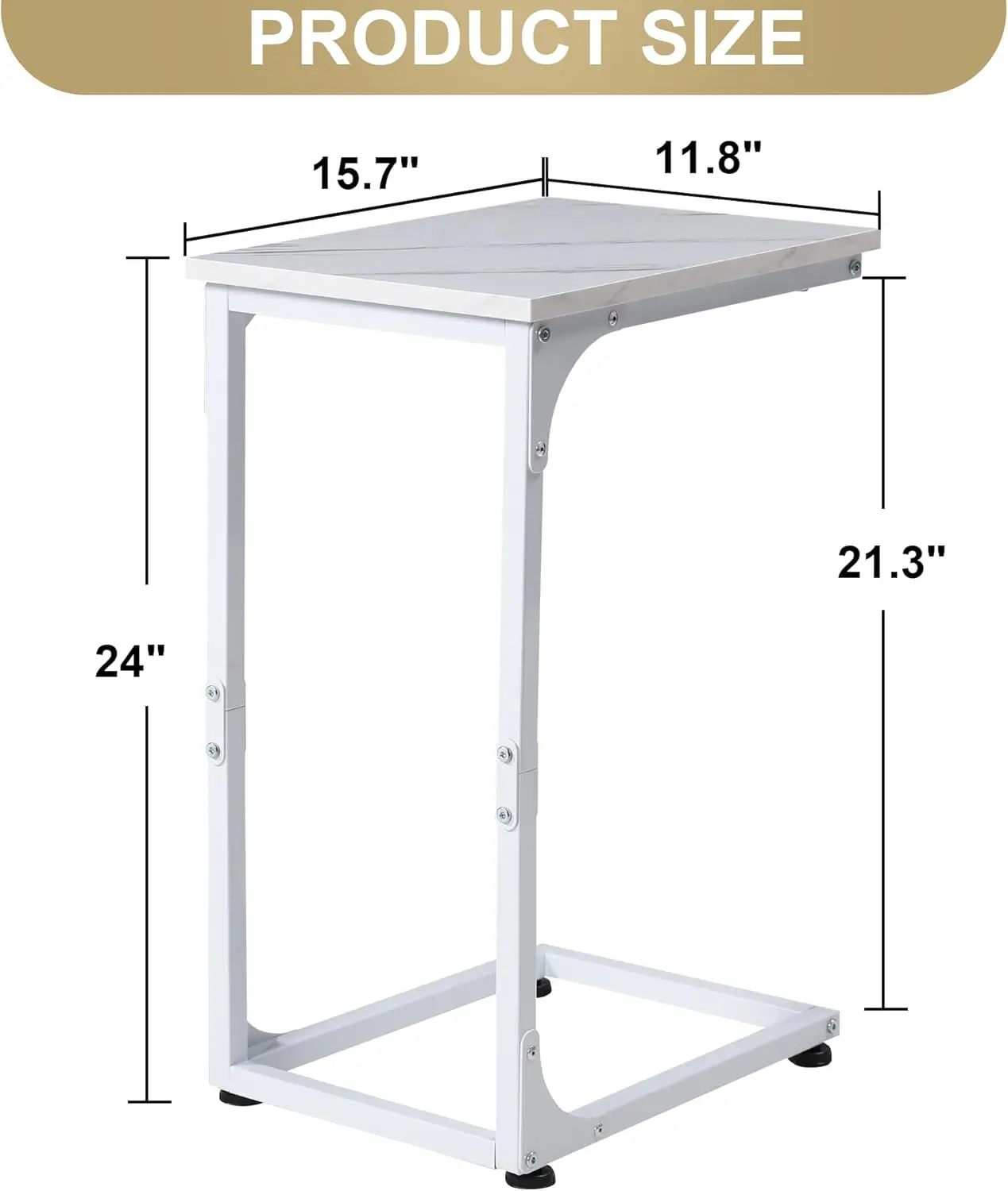 Side Table, for Couch, Bed, Chair, Living Room, Bedroom, Slides Under Sofa, Tray for Snack, Laptop, TV Dinner 3
