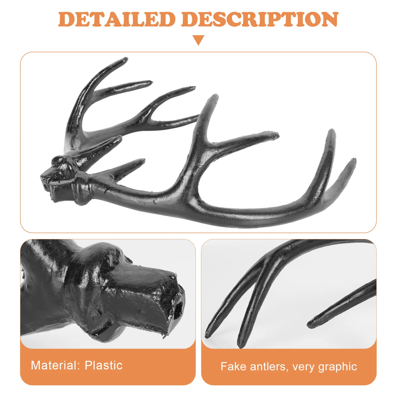 1Pair Simulated Deer Horn Headdress Halloween Hairwear Cosplay Accessory Black