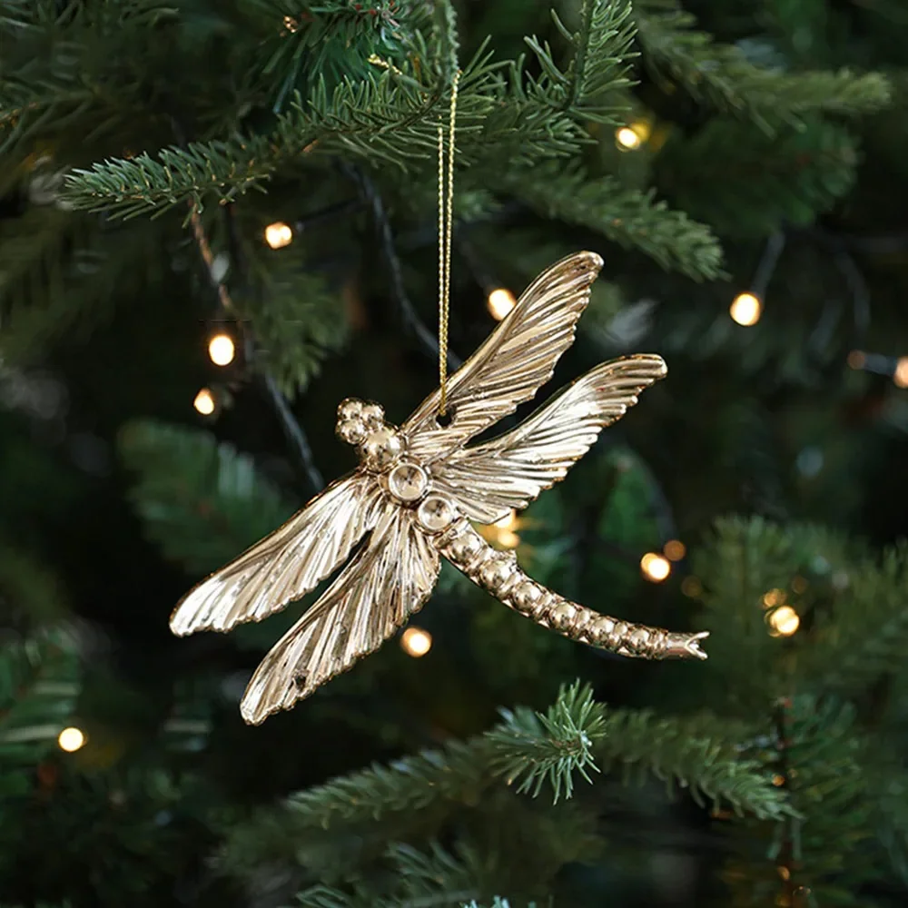 Gold Snowflake Butterfly Dragonfly Angel Christmas Tree Ornament Baubles