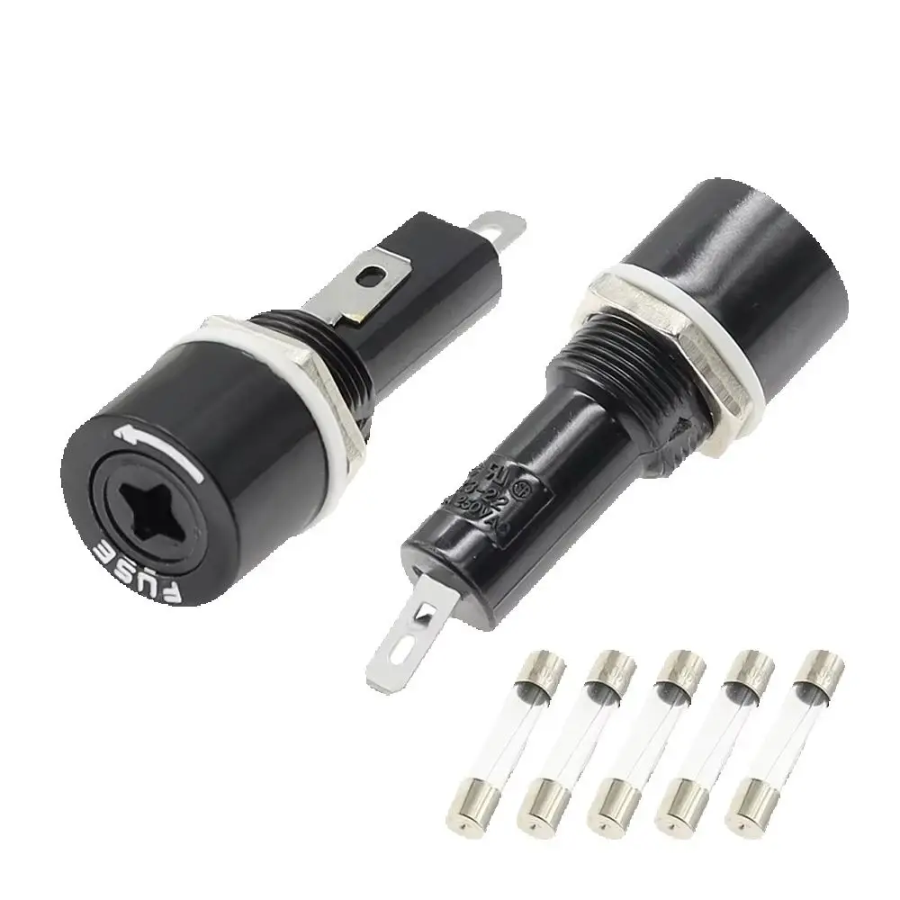 R3-22 패널 마운트 섀시 퓨즈 홀더(6x30mm 유리 퓨즈용) 10A 250V 6*30 고온 내성