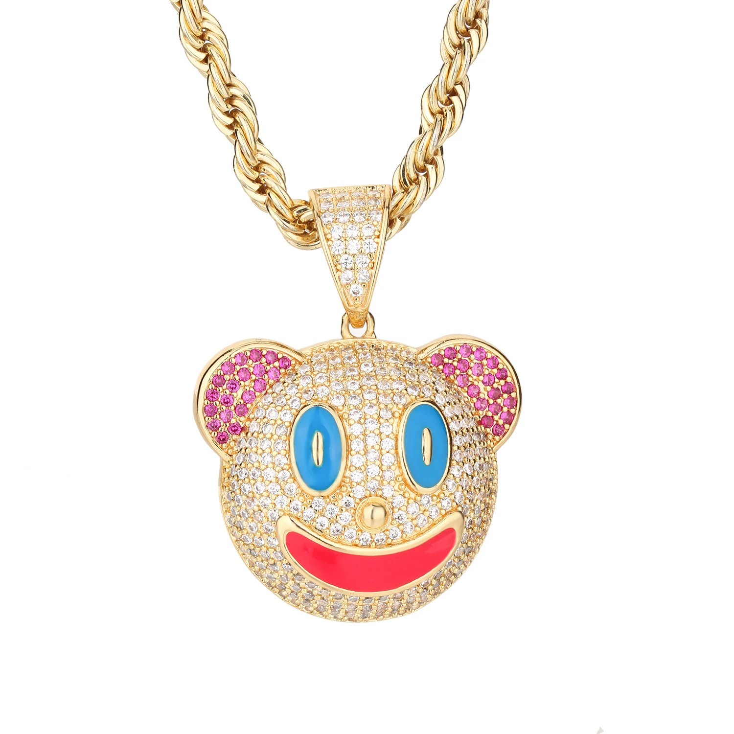 

2024-New High Quality Zircon Copper 14k Gold Plated Custom Pendants Hiphop Crown Mens Pendant For Necklace