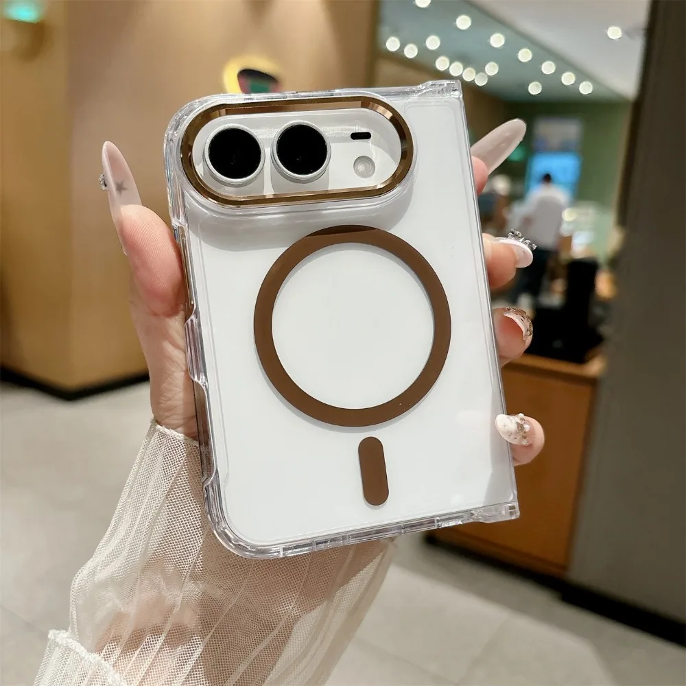 Duo Fold Transparent Magnetic Phone Case with Magsafe Wireless Charging Compatibility
