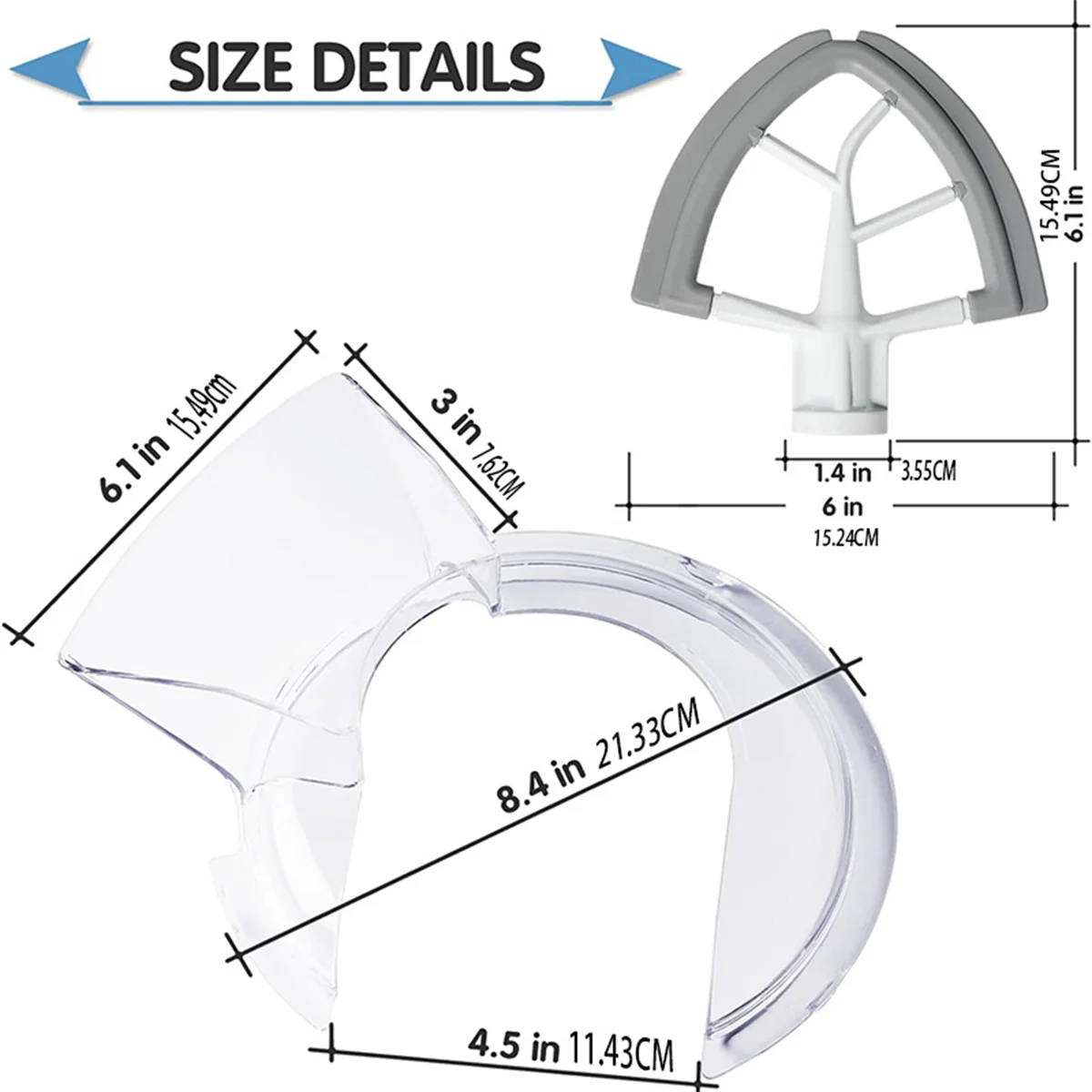 BPA silicone edge paddles and tipping covers for mixers Tipping shields and flexible edge mixers for 4.5 to 5QT mixing bowls (st