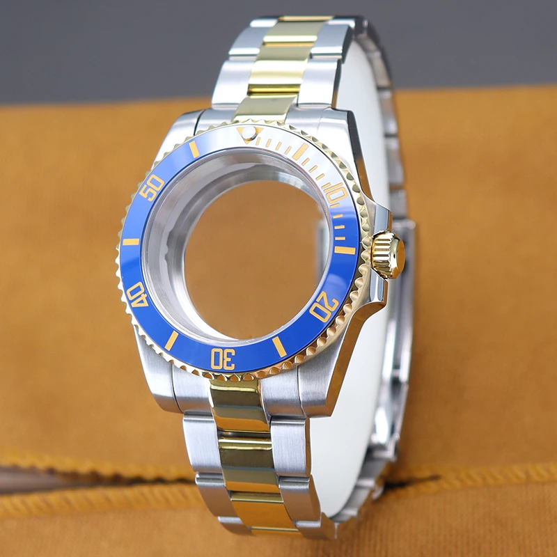 40Mm Diver Gold Watch Case Acciaio Inossidabile 20Mm Cinturino Parte Per Seiko Nh34 Nh35 Nh36 Miyota 8215 Eta 2824 Movimento 28.5 Quadrante