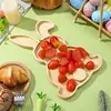 Easter Bunny Tray Wood Food Plate Fruit Serving Bread Display Wooden Spring Decor Kids Child Cake Decorations Easter Supplies 2