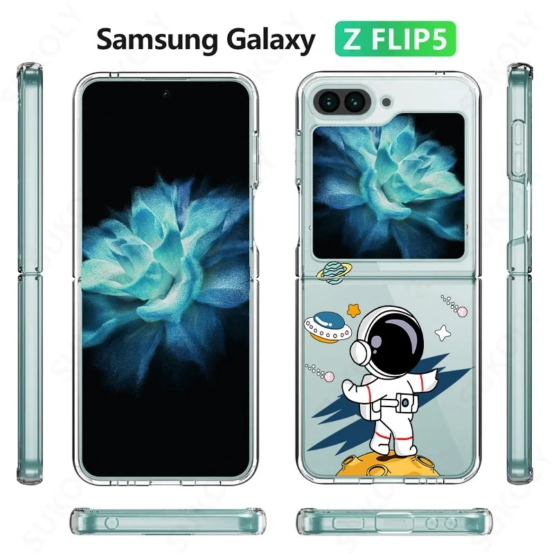 Cute Astronaut Pattern Transparent Folding Hard Case Cover