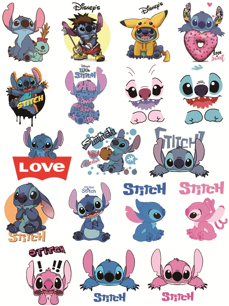 Disney cute Stitch Iron on patches DIY Sewing thermo-stickers for children stripes appliques