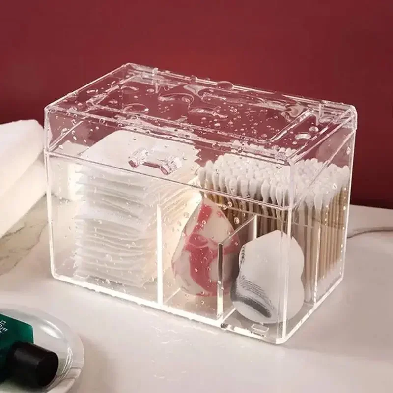 Dustproof Plastic Makeup Organizer Bathroom Cotton Pads/Swab/Beauty Blender Storage Box Lid Lipstick/Nail Polish Organizer 3