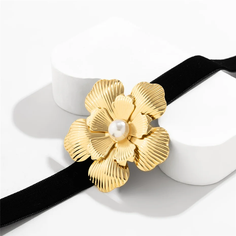 Ingemark Goth Elegante Schwarze Koreanische Samt Rose Blume Choker Halskette für Frauen Vintage Schlüsselbein Kette Mi Zubehör Schmuck – Detail 13