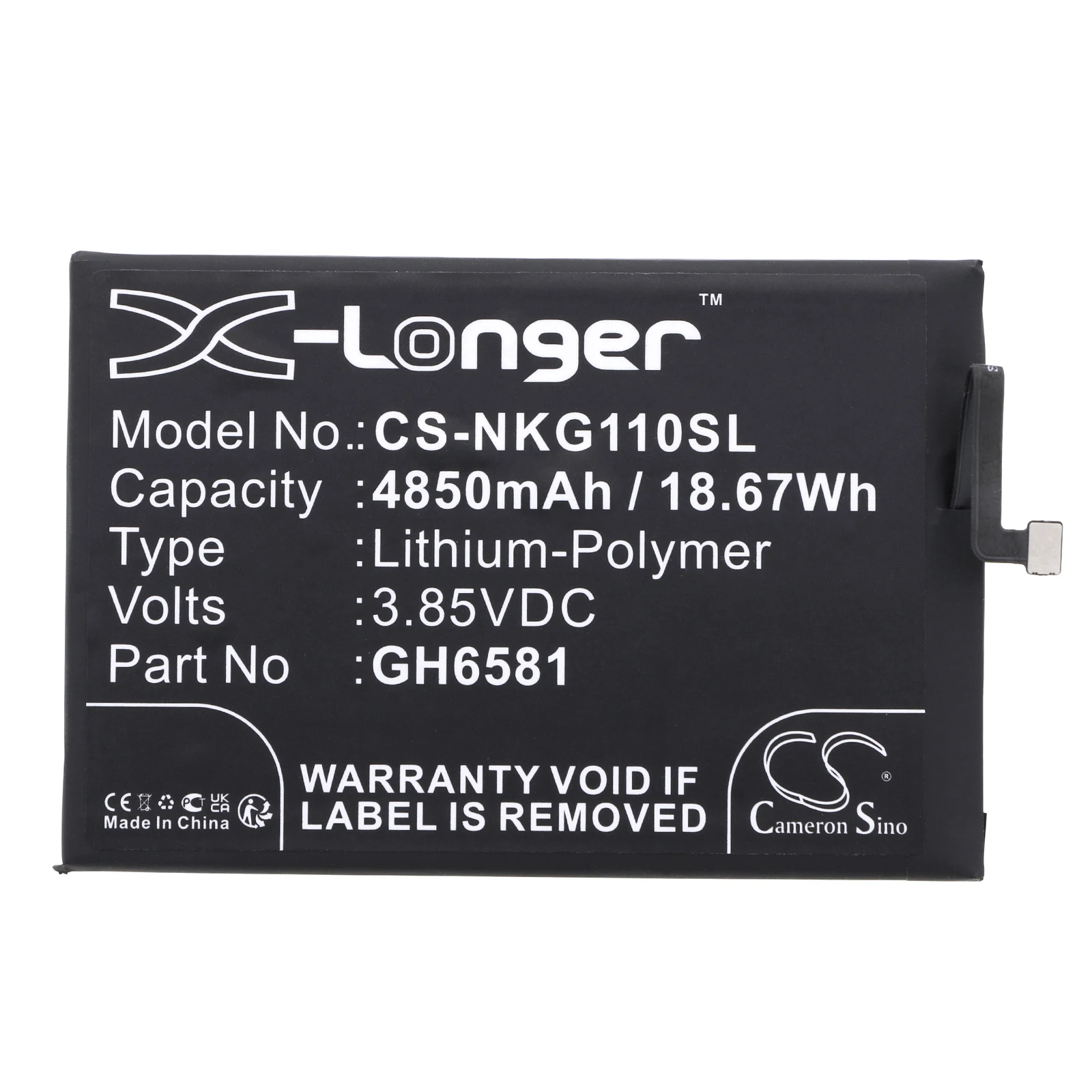 

Mobile phone battery for 4850mAh Li-Polymer 3.85V 18.67Wh for Nokia G11 Plus 2022 TA-1421 TA-1413 TA-1408 TA-1429 G11 Plus GH658