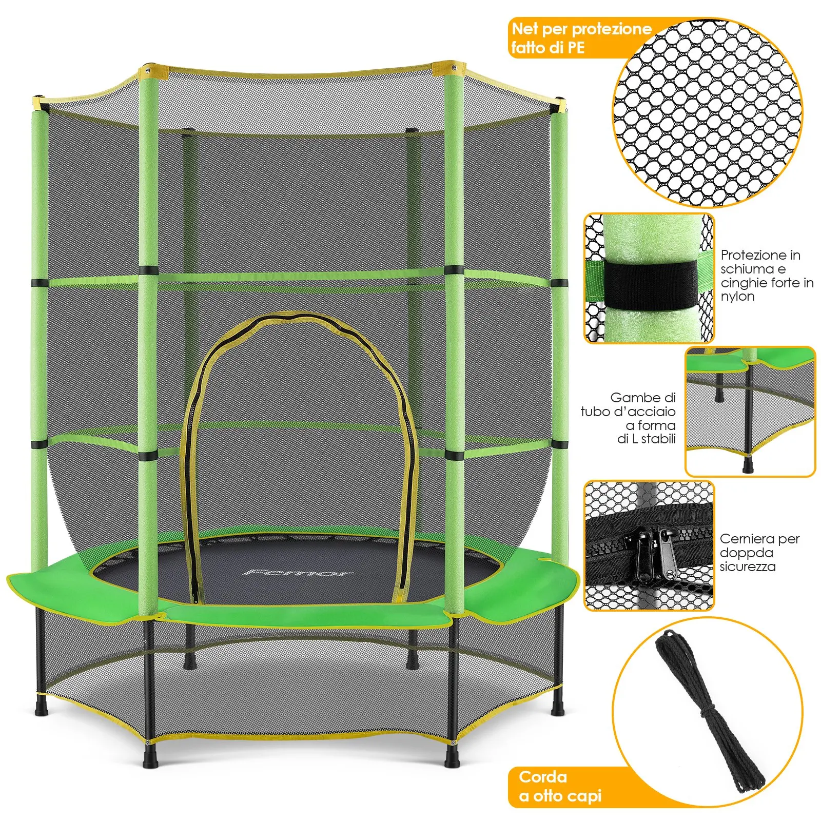 Trampoline for Children, Ø 140cm Mini Toddler Trampoline with Safety Net,Built-in Zipper, Round Trampoline Indoor and Outdoor