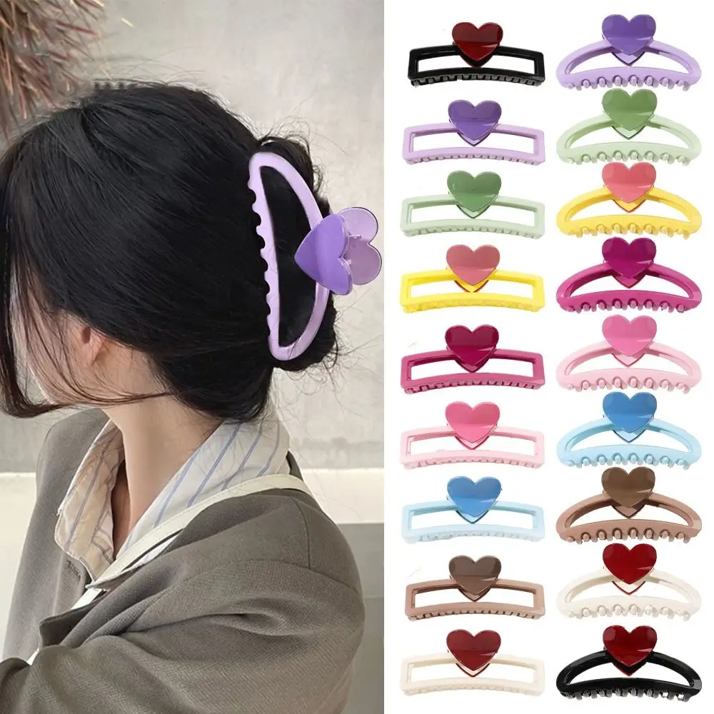 

Plastic Heart Hair Claw Fashion Half Moon Candy Color Hollow Shark Clip Geometric Korean Style Plastic Hair Clip Daily